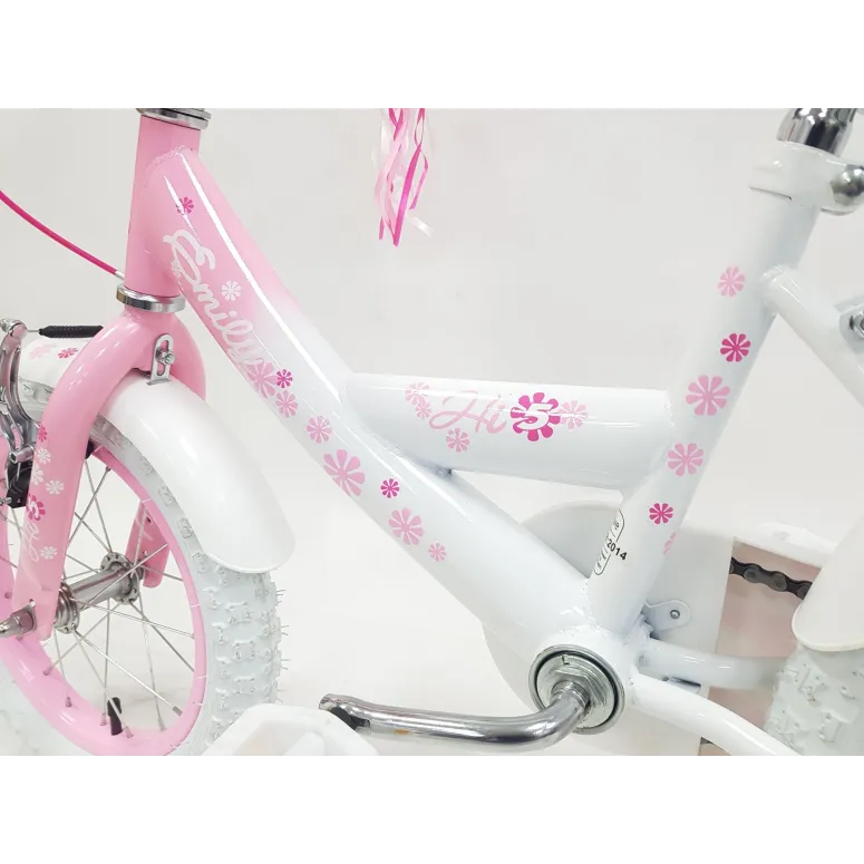 Rowerek Dziecięcy Dziewczęcy 14 Boczne Koła Dzwonek Błotniki Bagażnik