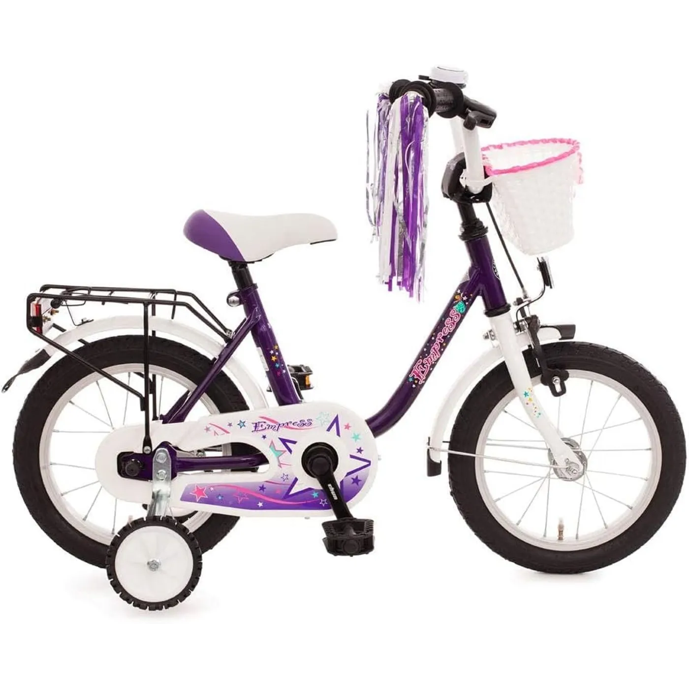 Rowerek Dziecięcy Dziewczęcy 14 Bagażnik Błotniki Dzwonek Kółka Boczne