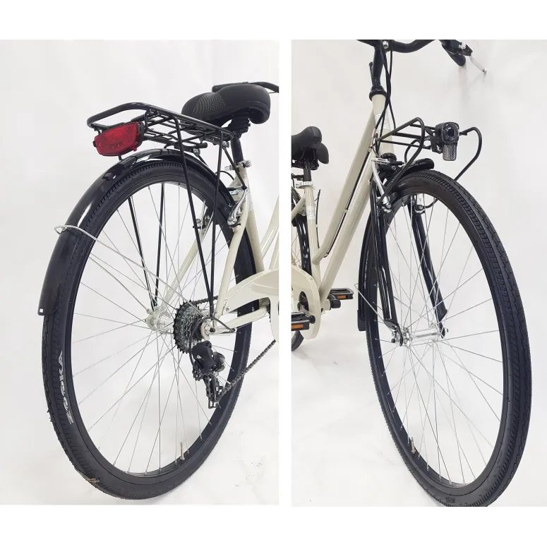 Rower Miejski Damski 28 Bagażniki 6 biegów Damka Światła Stopka Błotniki