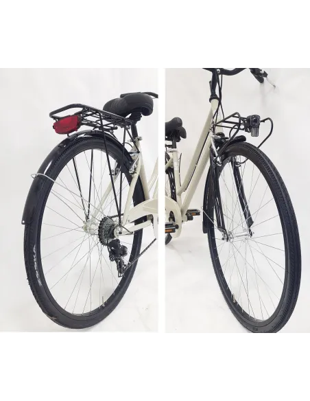 Rower Miejski Damski 28 Bagażniki 6 biegów Damka Światła Stopka Błotniki