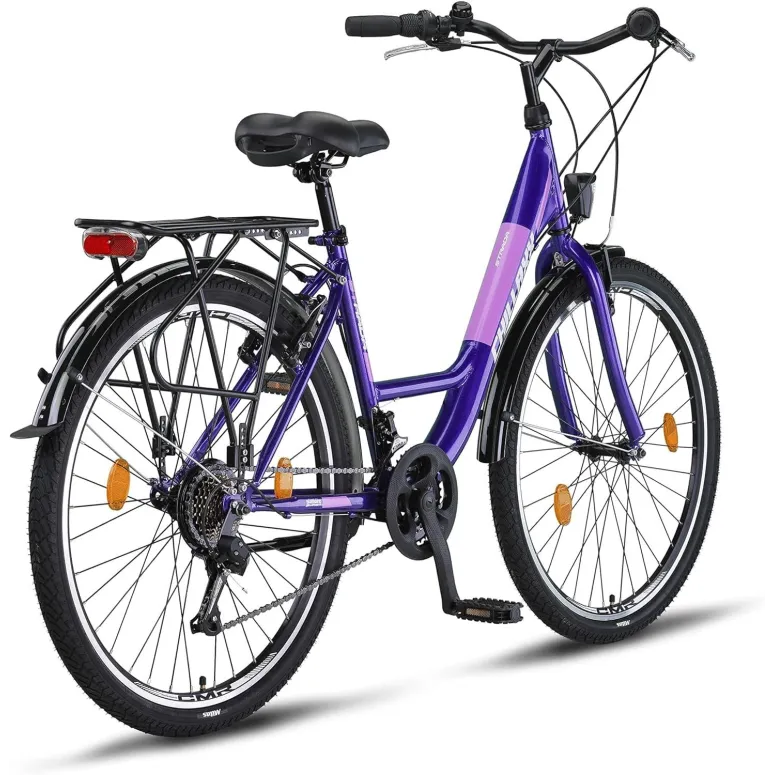 Rower Miejski Damski Dziewczęcy 26 Bagażnik Światła 21 bieg Dzwonek Stopka