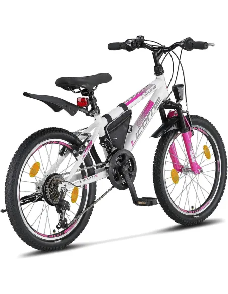 Rower Górski Dziecięcy 20 Dziewczęcy Revo 18 bieg Stopka Sakwa Oświetlenie