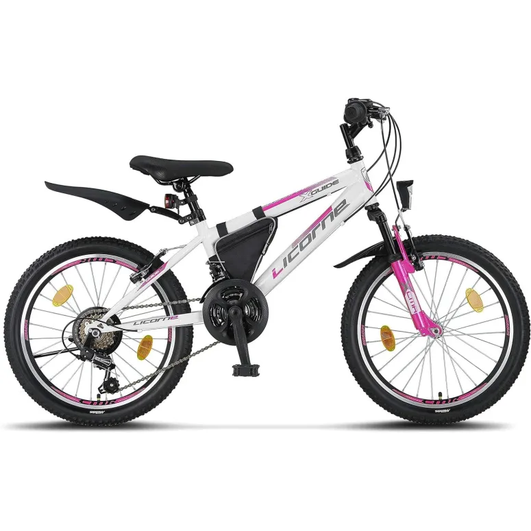 Rower Górski Dziecięcy 20 Dziewczęcy Revo 18 bieg Stopka Sakwa Oświetlenie