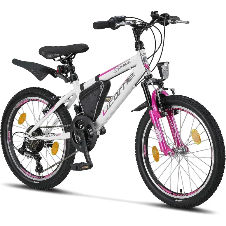 Rower Górski Dziecięcy 20 Dziewczęcy Revo 18 bieg Stopka Sakwa Oświetlenie