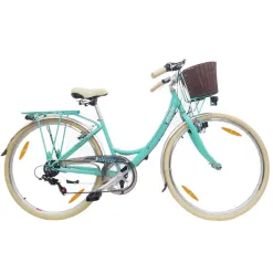 Rower Miejski Damski 28 Holenderka 6 biegów V-brake Koszyk Oświetlenie Stal