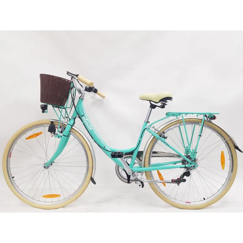 Rower Miejski Damski 28 Holenderka 6 biegów V-brake Koszyk Oświetlenie Stal