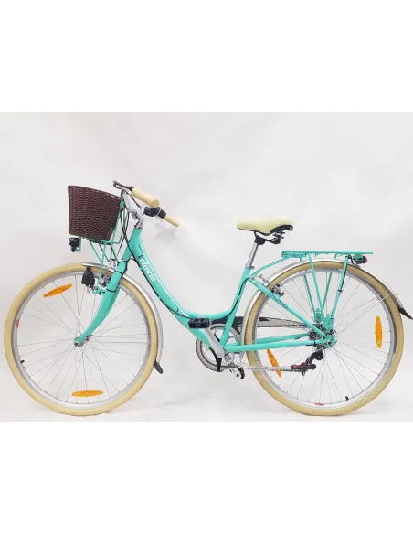Rower Miejski Damski 28 Holenderka 6 biegów V-brake Koszyk Oświetlenie Stal