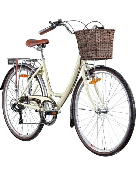 Rower Miejski Damski 28 Stalowy 7 Biegów Damka Bagaż Światła Dzwonek Koszyk