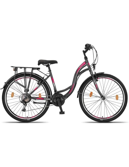Rower Miejski Dziewczęcy 26 Bagaż Dzwonek Stopka Revo 21 Biegów Oświetlenie