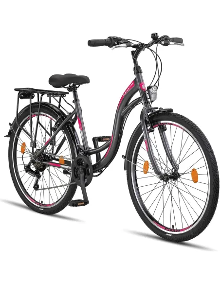 Rower Miejski Dziewczęcy 26 Bagaż Dzwonek Stopka Revo 21 Biegów Oświetlenie