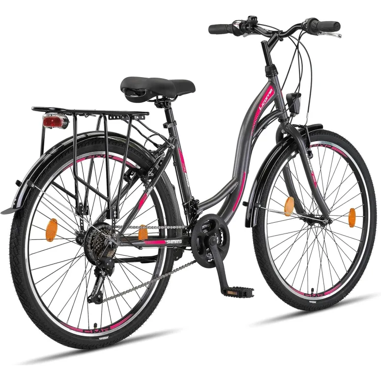 Rower Miejski Dziewczęcy 26 Bagaż Dzwonek Stopka Revo 21 Biegów Oświetlenie