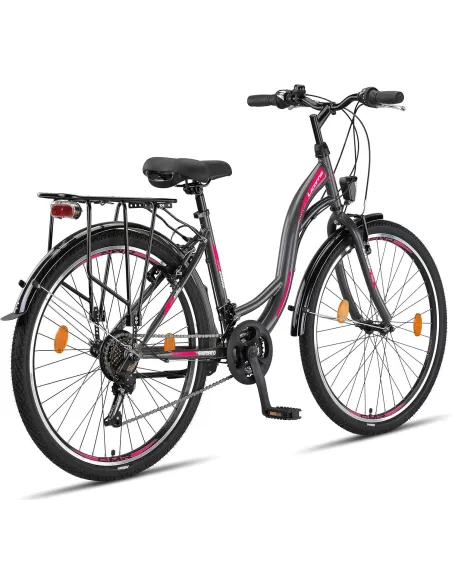 Rower Miejski Dziewczęcy 26 Bagaż Dzwonek Stopka Revo 21 Biegów Oświetlenie