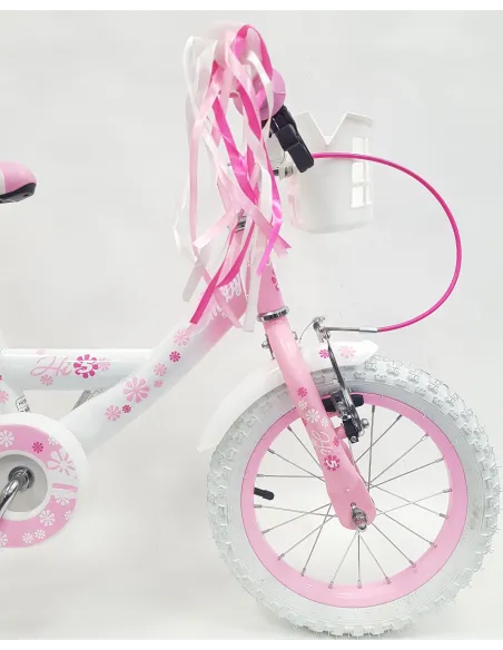 Rowerek Dziecięcy Dziewczęcy 14 Bagażnik Dzwonek Koszyczek Boczne Kółka