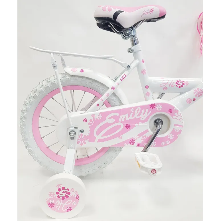 Rowerek Dziecięcy Dziewczęcy 14 Bagażnik Dzwonek Koszyczek Boczne Kółka