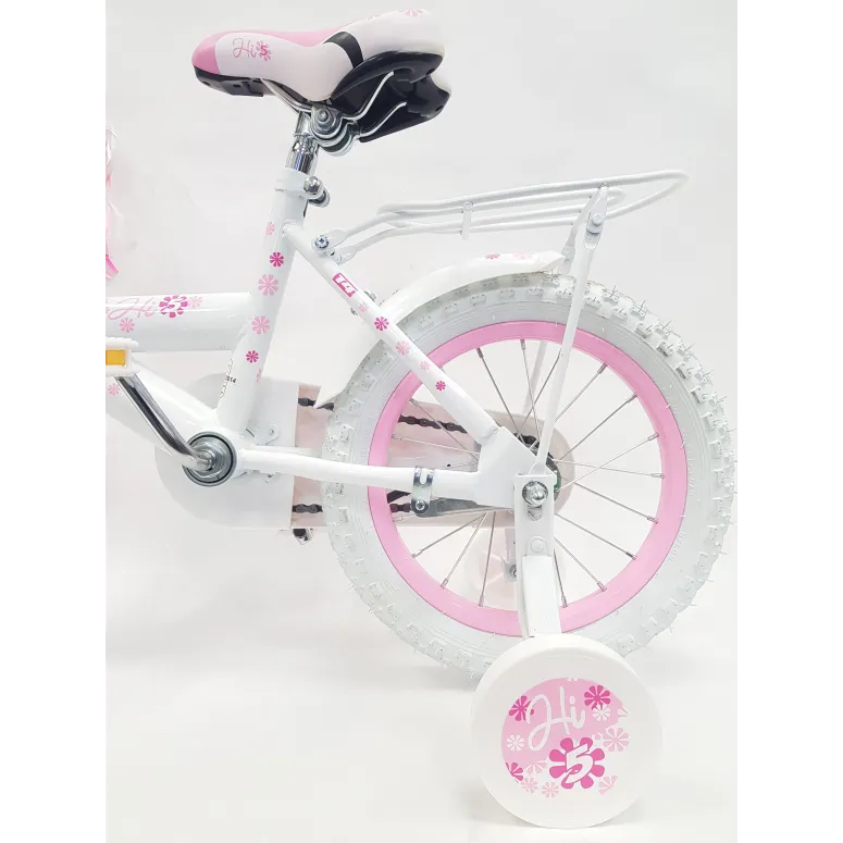 Rowerek Dziecięcy Dziewczęcy 14 Bagażnik Dzwonek Koszyczek Boczne Kółka