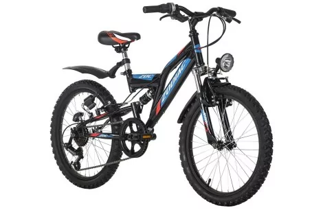 Dziecięcy Rower Górski 20 MTB Oświetlenie Pełna Amortyzacja Chłopięcy Góral