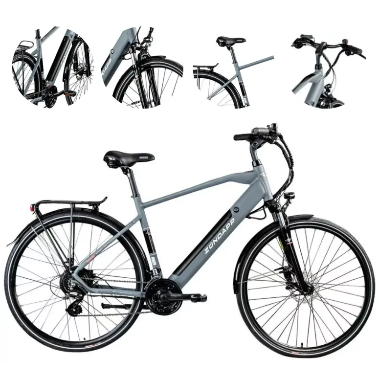 Elektryczny Rower Męski Trekkingowy 28 Hamulce Hydrauliczne Wspomaganie 36V