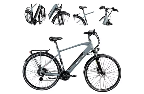 Elektryczny Rower Męski Trekkingowy 28 Hamulce Hydrauliczne Wspomaganie 36V