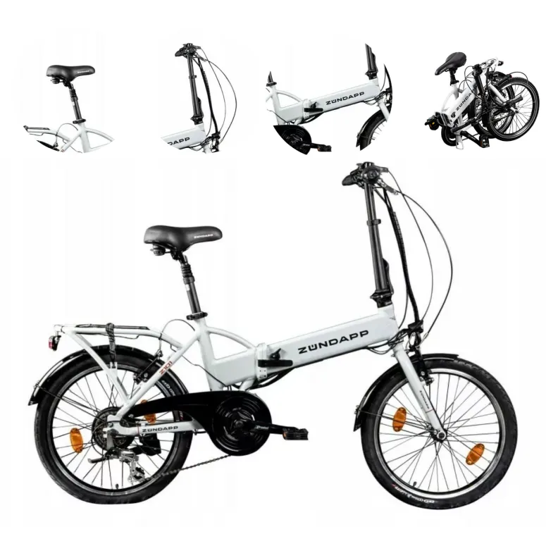 Niemiecki Elektryczny Rower Miejski 20 Składak Aluminiowy Męski Damski 60km