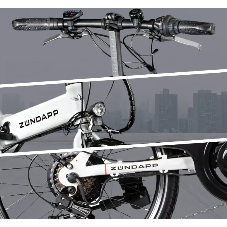 Niemiecki Elektryczny Rower Miejski 20 Składak Aluminiowy Męski Damski 60km