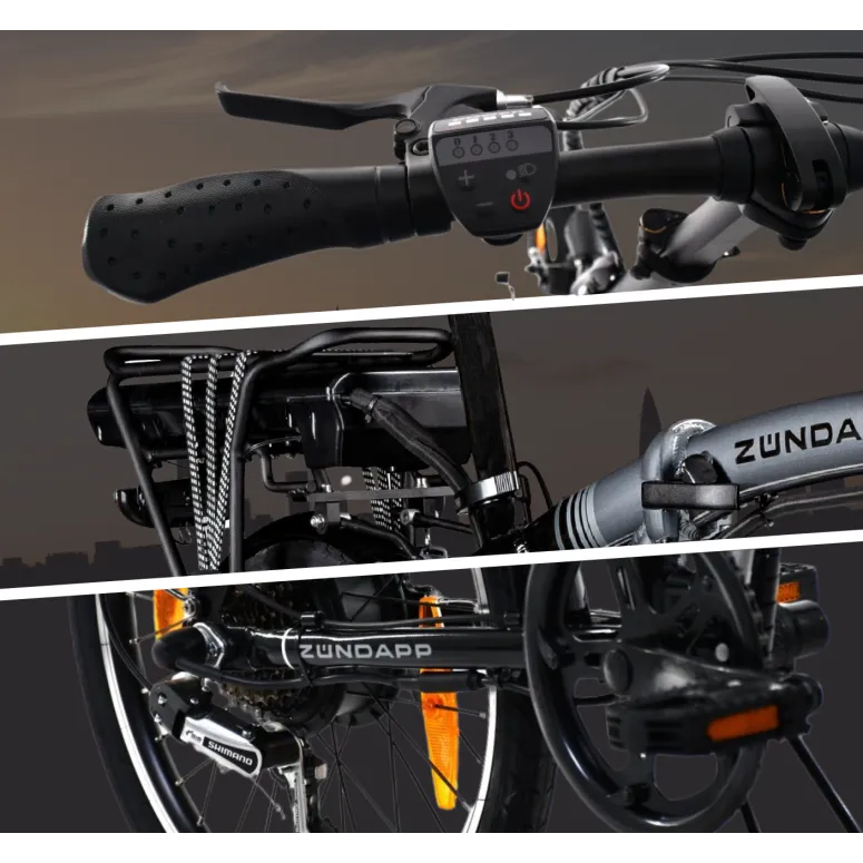 Elektryczny Rower Składany 20 Składak ALU 3 Tryby Wspomaganie Revo Błotniki