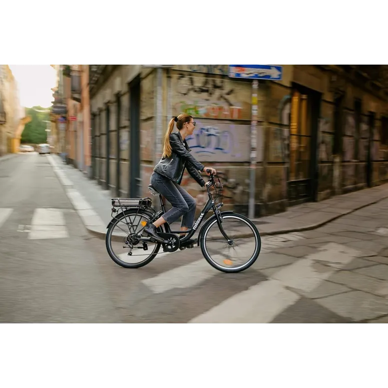 Elektryczny Rower Miejski 26 Męski Damski Wspomaganie 3 Tryby 250 W Światła