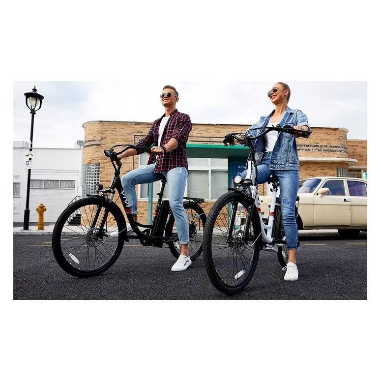 Elektryczny Rower Miejski 26 Shimano Damski Męski Tarcze Bagażnik Światła