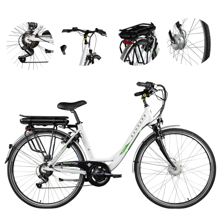 Rower Elektryczny Miejski 28 ALU 13 Ah 5 Trybów Wspomaganie 250 W Dzwonek