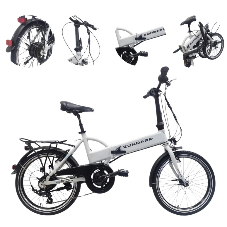 Elektryczny Rower Składany 20 Wspomaganie Składak 250 W 5 Trybów Światła