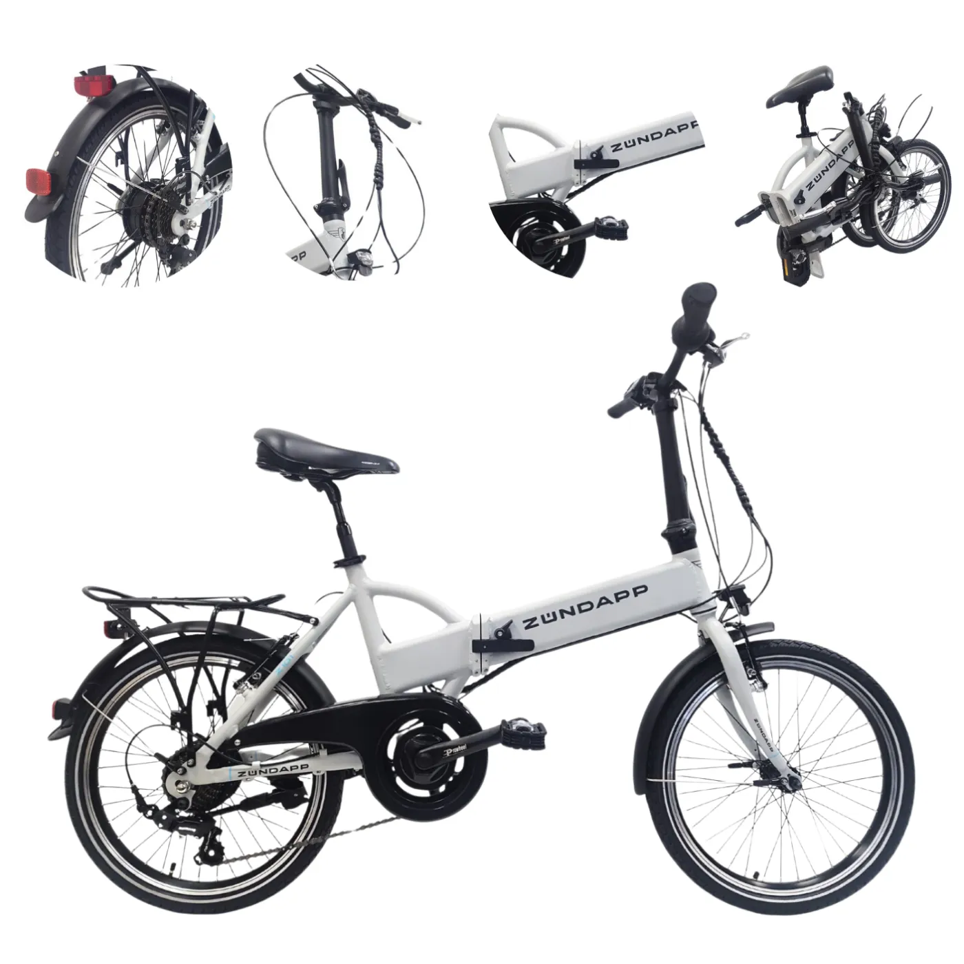 Elektryczny Rower Składany 20 Wspomaganie Składak 250 W 5 Trybów Światła