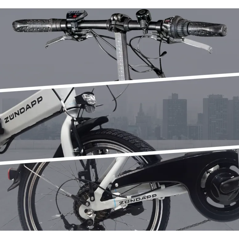 Elektryczny Rower Składany 20 Wspomaganie Składak 250 W 5 Trybów Światła