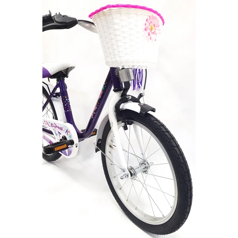 Rower Dziecięcy Dziewczęcy 18 z Bocznymi Kółkami Dzwonek Bagażnik Błotniki