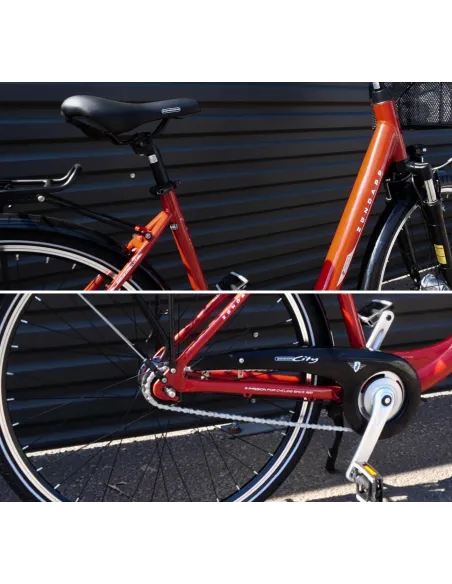 Rower Miejski Damski 28 Revo Koszyk Dzwonek Oświetlenie Bagażnik Stopka