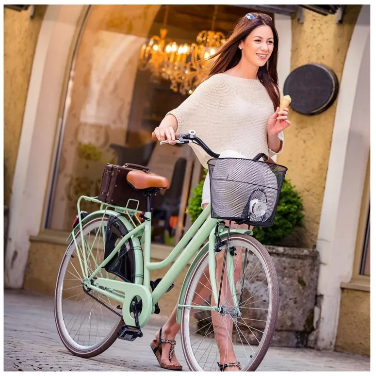 Rower Miejski Damski 28 Światła Dzwonek Bagażnik Stopka Koszyk Damka Retro