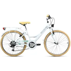 Rower Dziecięcy Miejski 24 Światła Bagaż Dzwonek Stopka Błotniki Dziewczęcy