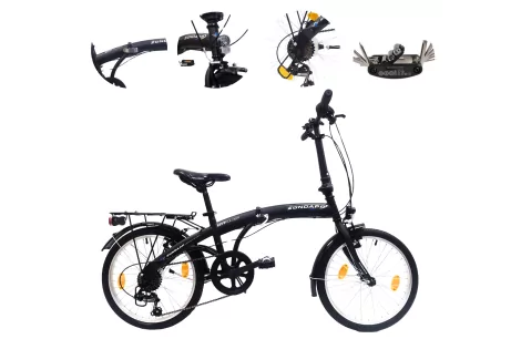 Rower Składany 20 Składak Miejski Bagażnik Męski Damski Oświetlenie Dzwonek
