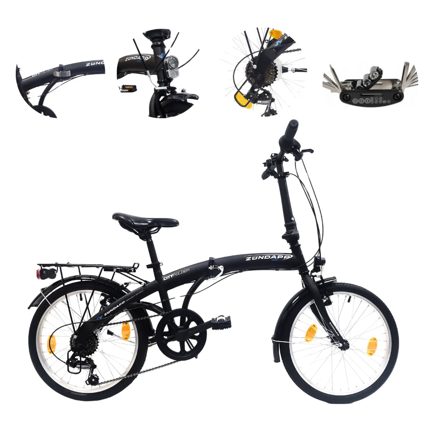 Rower Składany 20 Składak Miejski Bagażnik Męski Damski Światła Dzwonek