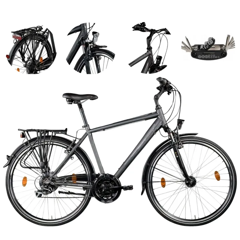 Rower Trekkingowy Męski 28 ALU Revo Błotniki Bagażnik Światła Turystyczny