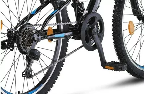 Rower Dziecięcy Górski 24 Chłopięcy MTB Pełna Amortyzacja Dzwonek Stopka