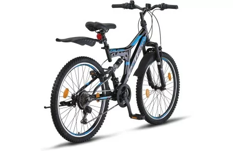 Rower Dziecięcy Górski 24 Chłopięcy MTB Pełna Amortyzacja Dzwonek Stopka