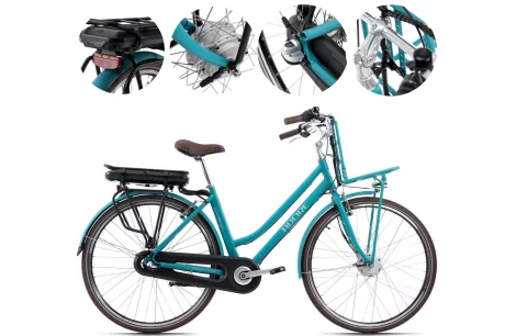 Elektryczny Rower Miejski 28 Damski Wspomaganie Damka 5 Trybów Bagażnik