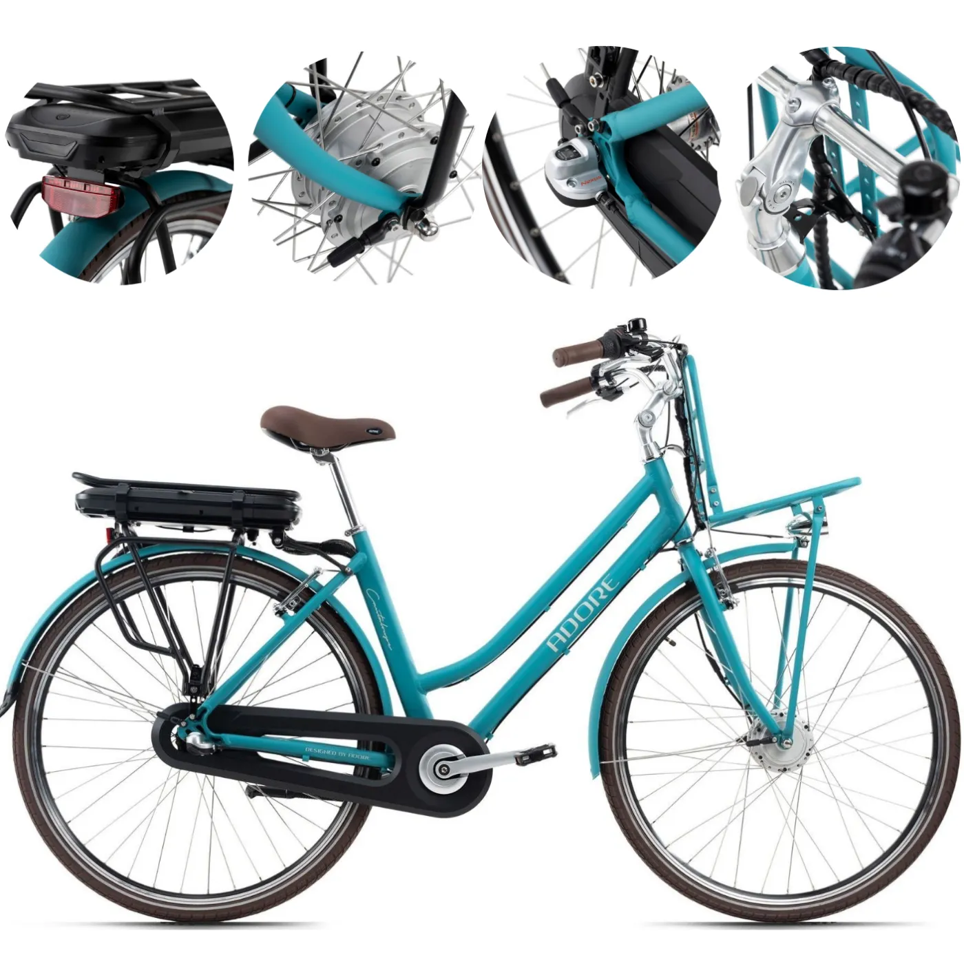 Elektryczny Rower Miejski 28 Damski Wspomaganie Damka 5 Trybów Bagażnik