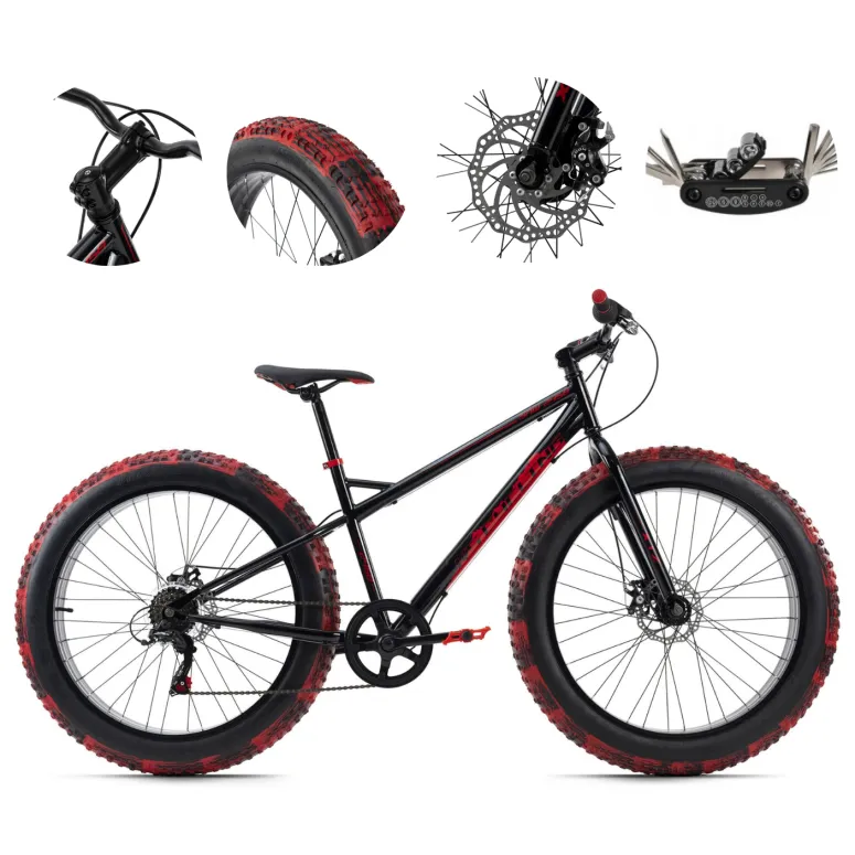 Rower Fatbike Grube Opony 26 Terenowy Hamulce Tarczowe Młodzieżowy Stalowy