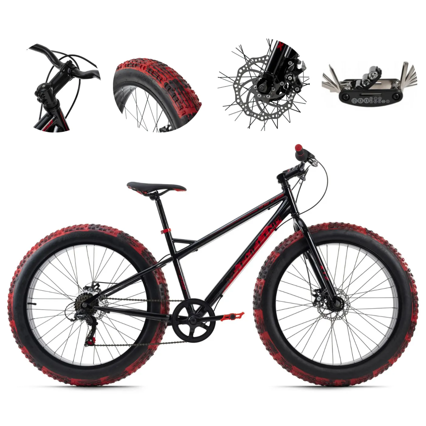 Rower Fatbike Grube Opony 26 Terenowy Hamulce Tarczowe Młodzieżowy Stalowy