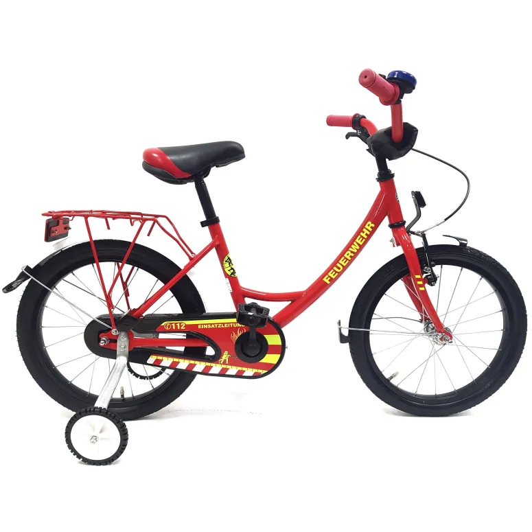 Rower Chłopięcy 18 Dziecięcy Straż Pożarna Stalowy Bagażnik Kółka Boczne