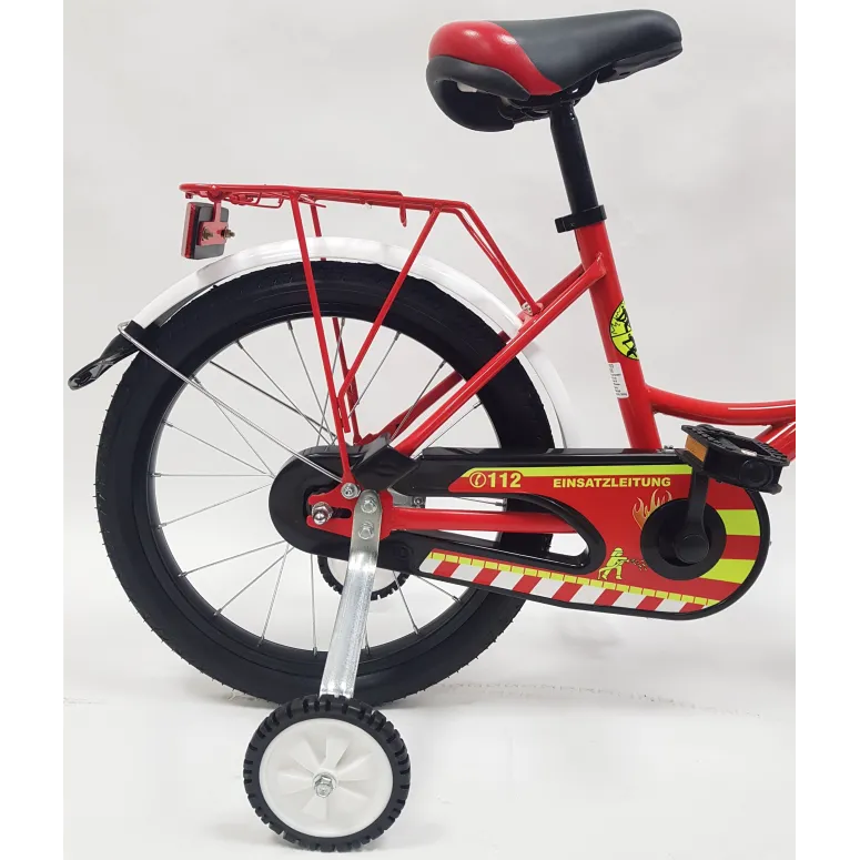 Rower Chłopięcy 18 Dziecięcy Straż Pożarna Stalowy Bagażnik Kółka Boczne
