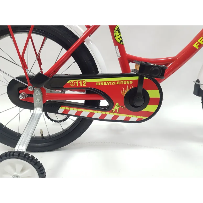 Rower Chłopięcy 18 Dziecięcy Straż Pożarna Stalowy Bagażnik Kółka Boczne