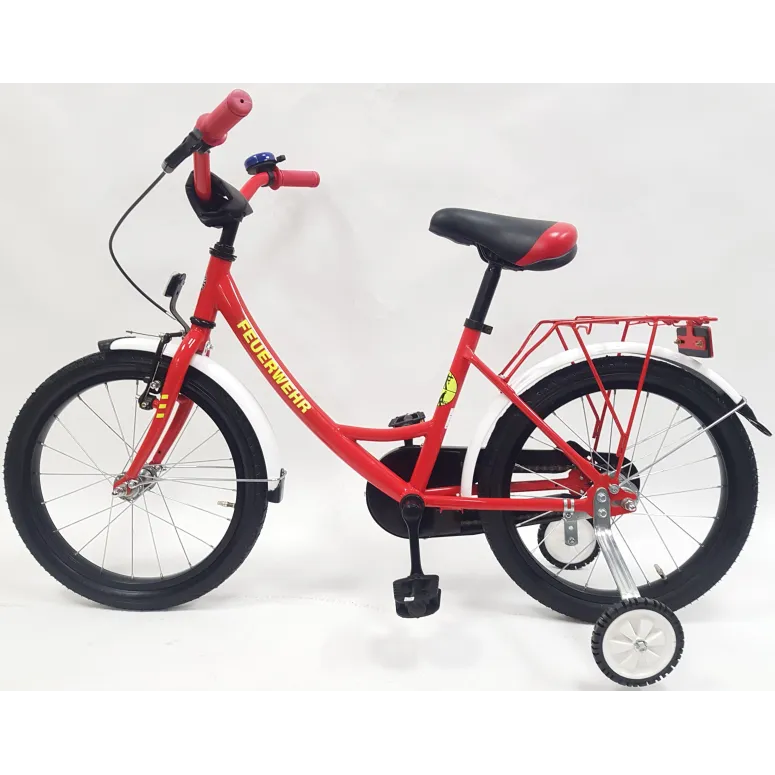 Rower Chłopięcy 18 Dziecięcy Straż Pożarna Stalowy Bagażnik Kółka Boczne