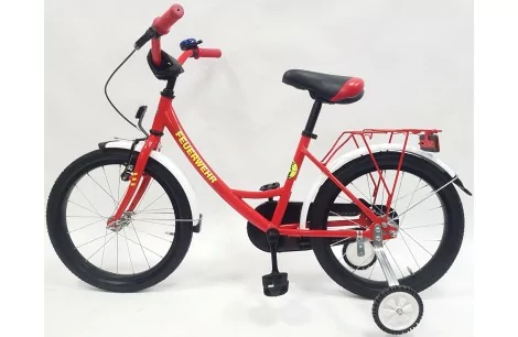 Rower Chłopięcy 18 Dziecięcy Straż Pożarna Stalowy Bagażnik Kółka Boczne