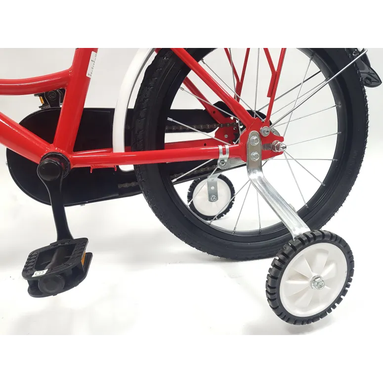 Rower Chłopięcy 18 Dziecięcy Straż Pożarna Stalowy Bagażnik Kółka Boczne